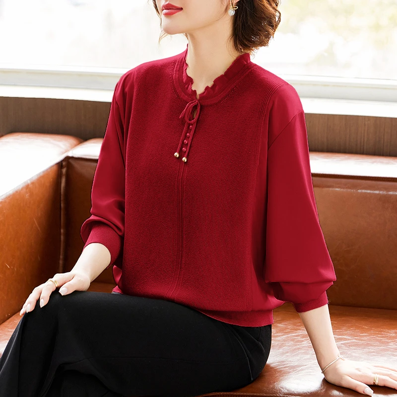 母亲节喜婆婆喜妈妈装婚宴装休闲针织上衣中老年女春夏T恤小衫