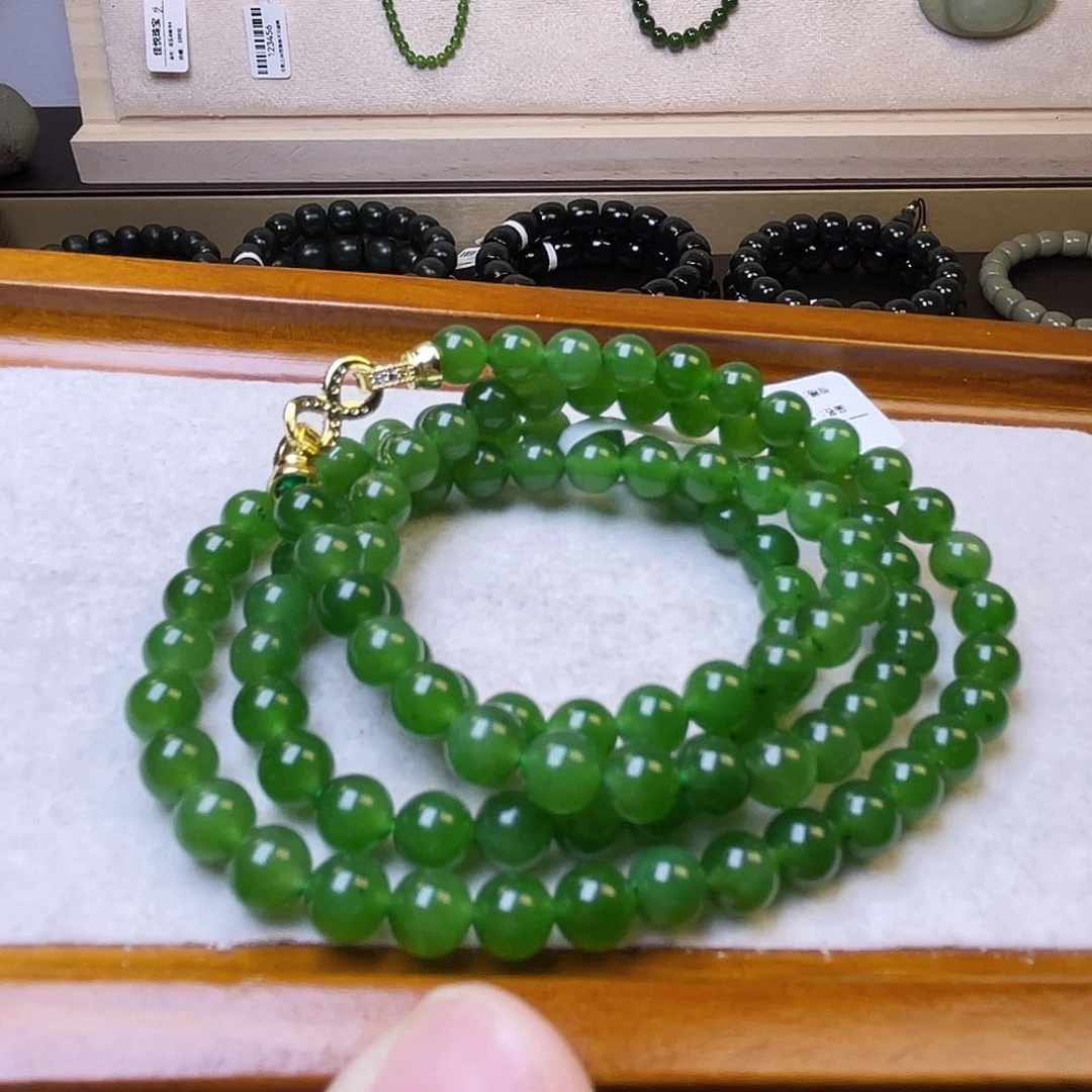和田玉（碧玉）未镶嵌项链福利108颗项链