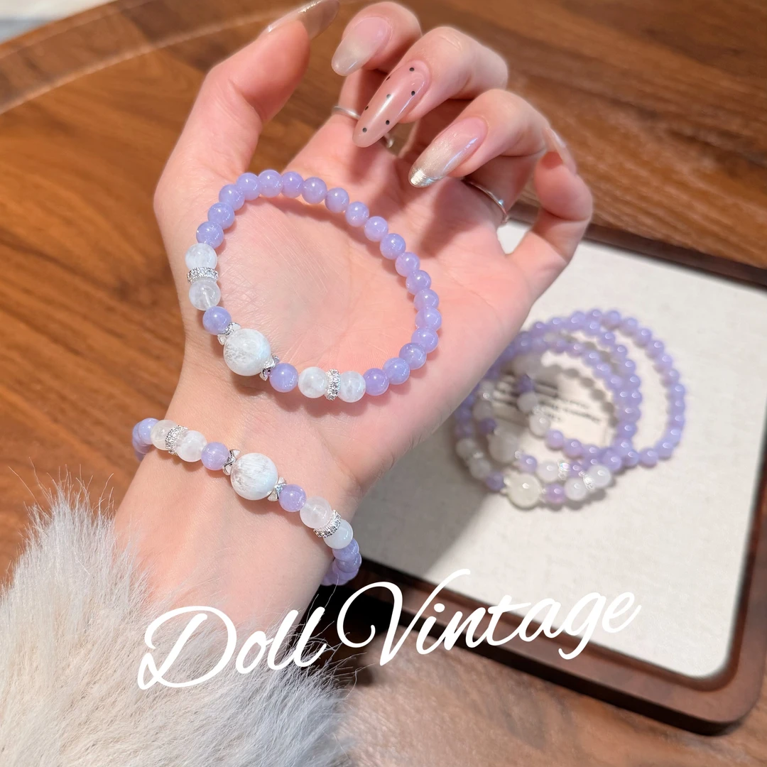 【春纱捕梦】B09-紫玉晶雪花幽灵顶珠手串