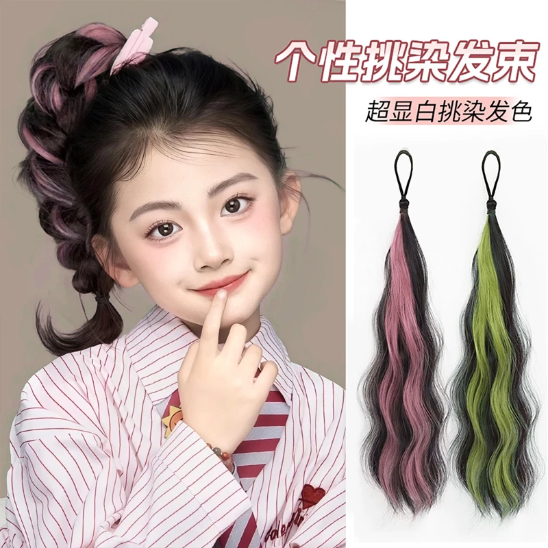女童挑染假发仿真发挑染束发仿真发花苞头自然蓬松增发量盘发神器