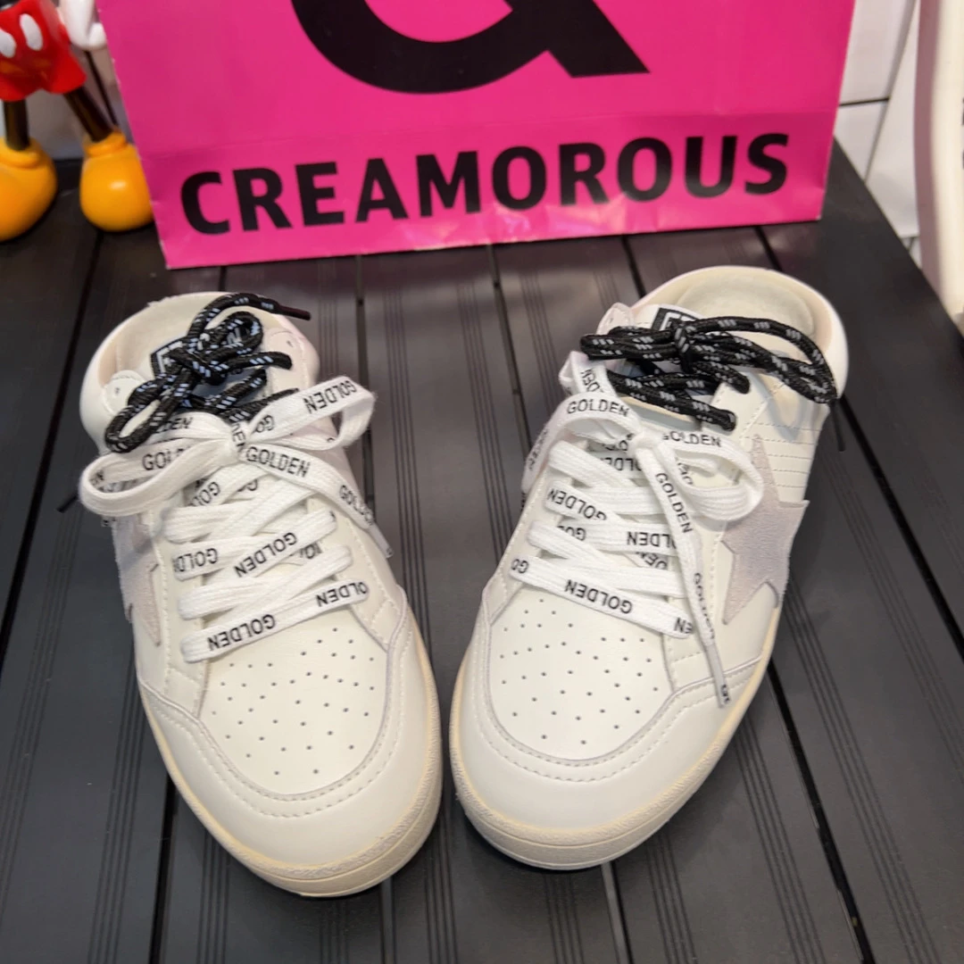 夏季韩版纯皮纯皮双鞋带星星小脏鞋鞋拖