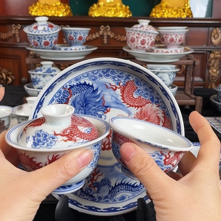 双龙戏珠三件套茶具