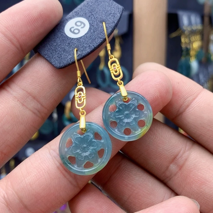 银S925镶嵌翡翠耳饰