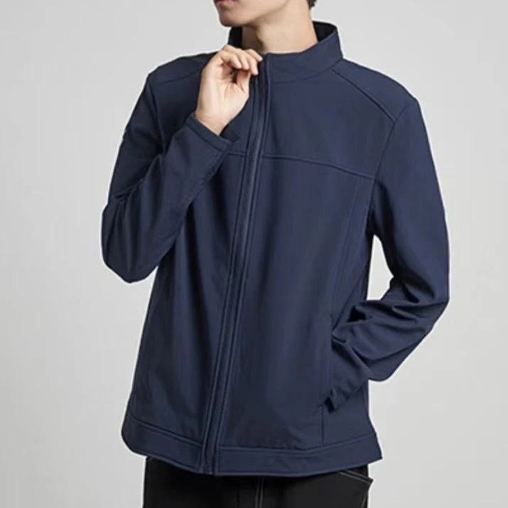 2025新款春季高端男装商务立领休闲时尚软壳外套男士纯色夹克