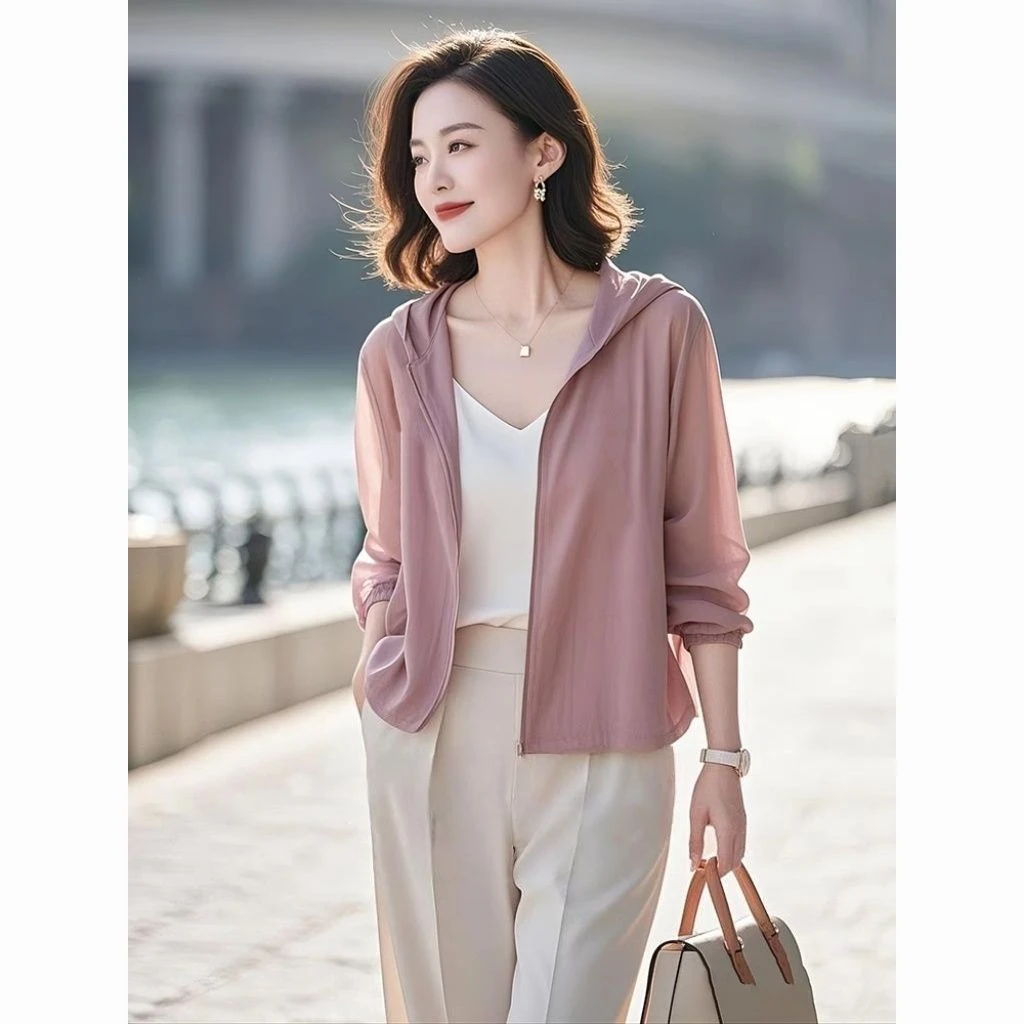 薄款超好看独特漂亮温柔风韩系粉灰色防晒开衫外套女2025春季新款