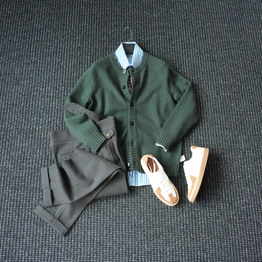 CssuGent冬季厚款立领绵羊毛开衫外套男绅士优雅舒适保暖毛衣夹克