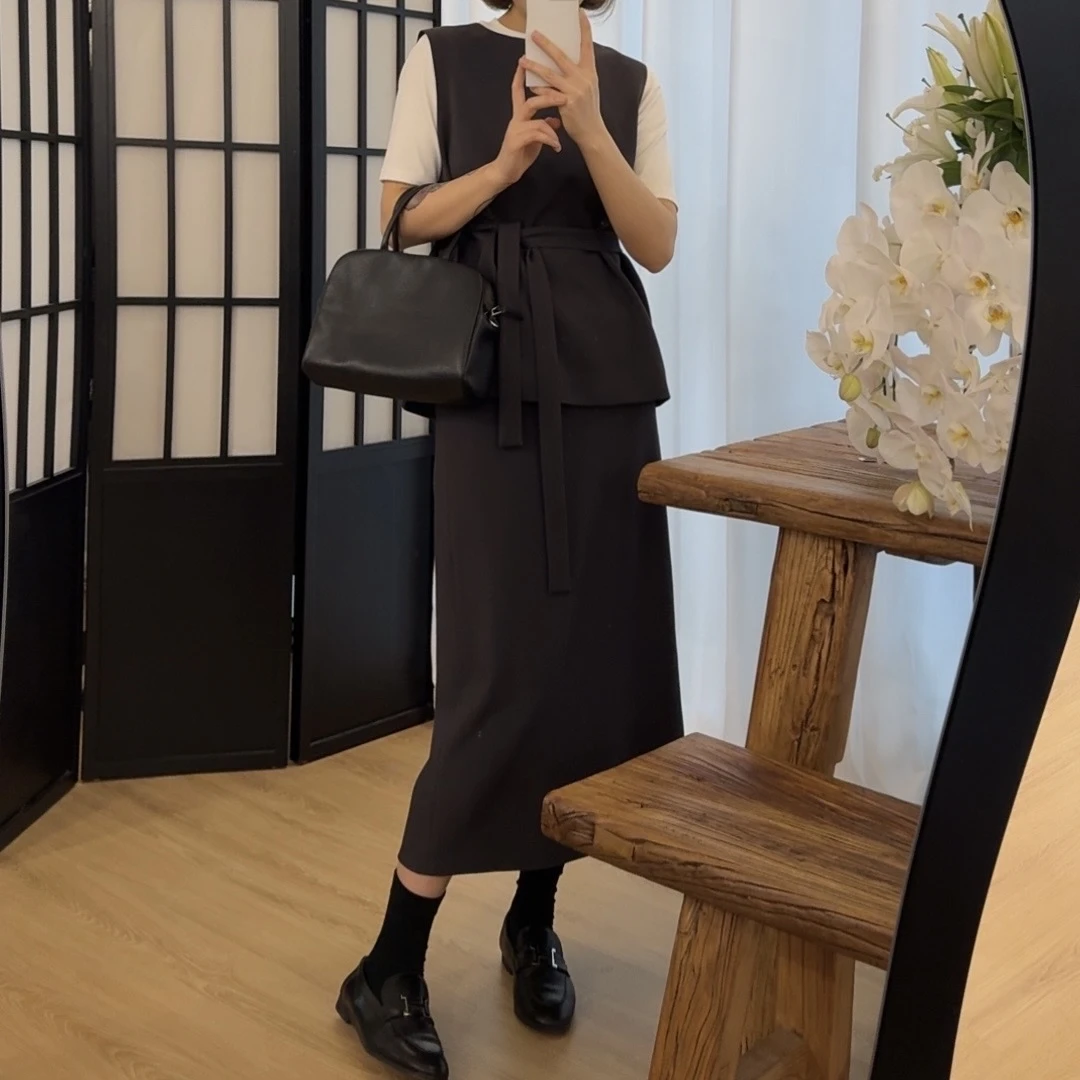 swx studio2店 私服系列 高级老钱西装马甲半裙套装