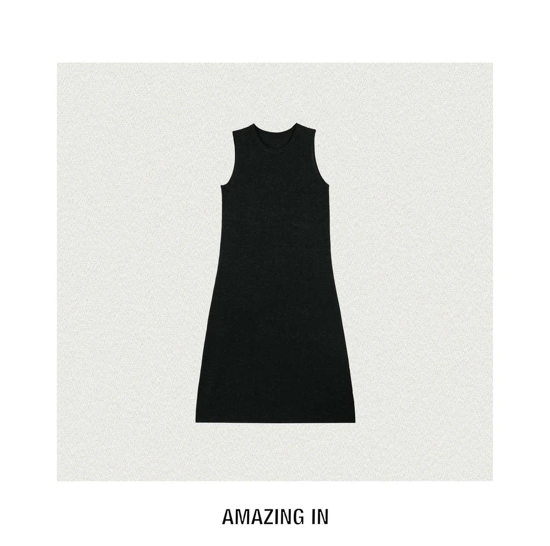 AMAZING IN | 亚麻x绵羊毛 | 圆领连衣裙女A250802-AI58CSWA8F114