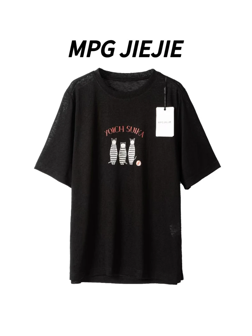 MPG JIEJIE【珍妮猫】25夏季薄款减龄猫咪T恤
