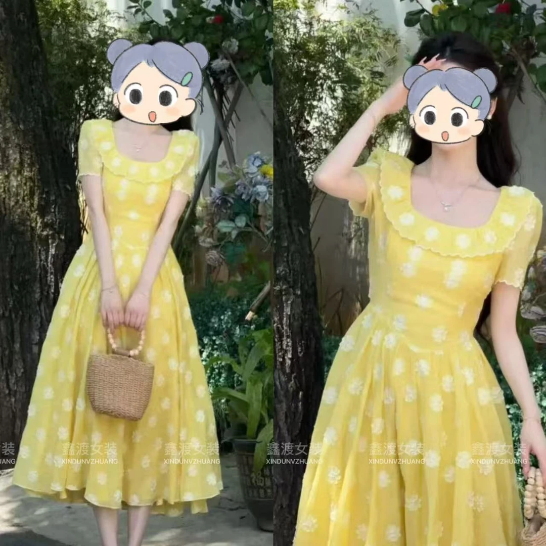 2025夏季新款时尚显瘦气质女士网红洋气连衣裙百搭款D9044