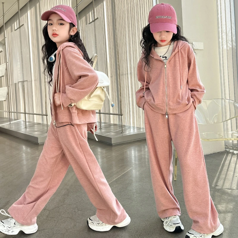 女童2025春季新款套装女孩春秋连帽上衣中大童6-12岁15岁休闲好看