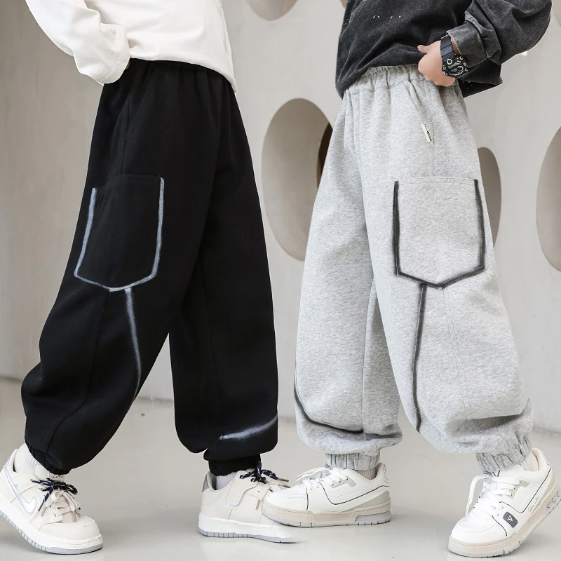 男童卫裤春秋款2025新款儿童裤子中大童长裤男孩春季洋气休闲裤