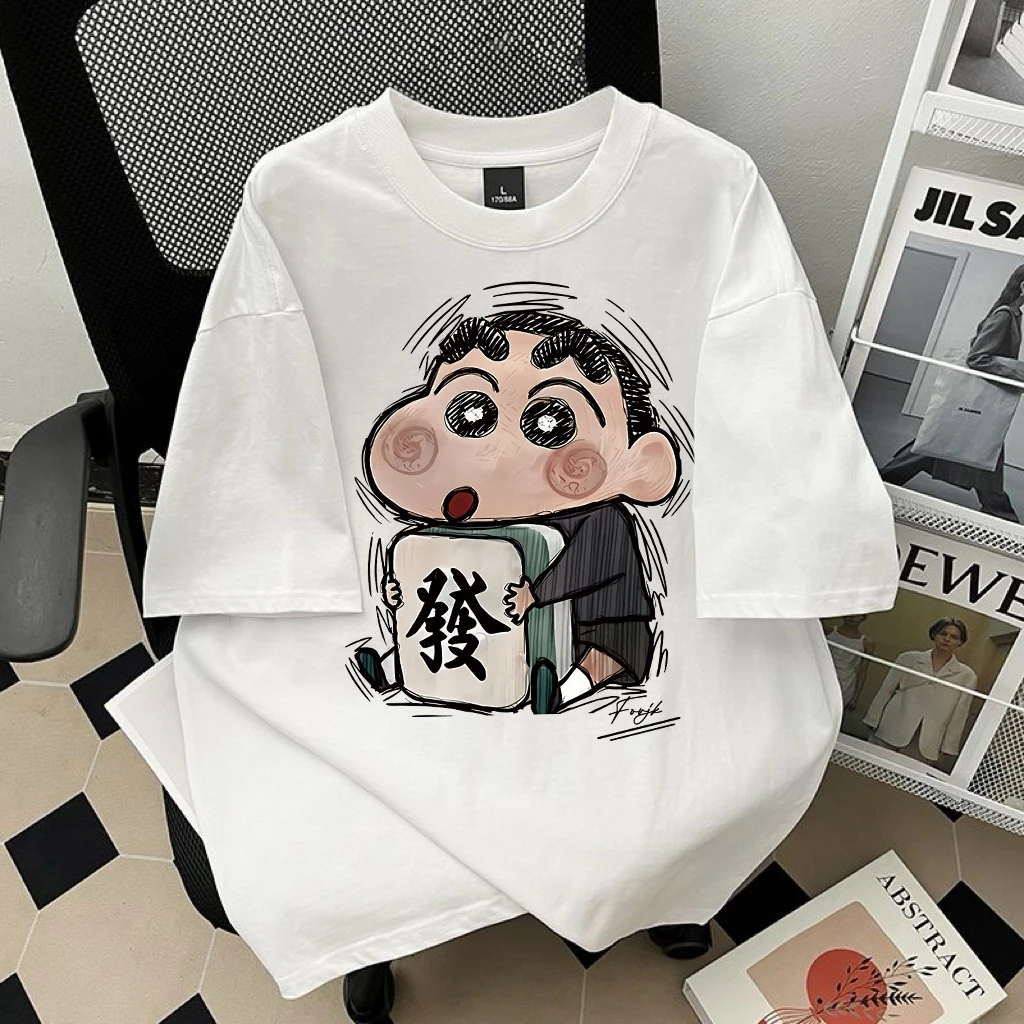 100%重磅纯棉夏季日系可爱小新印花短袖气t恤女2025百搭宽松上衣