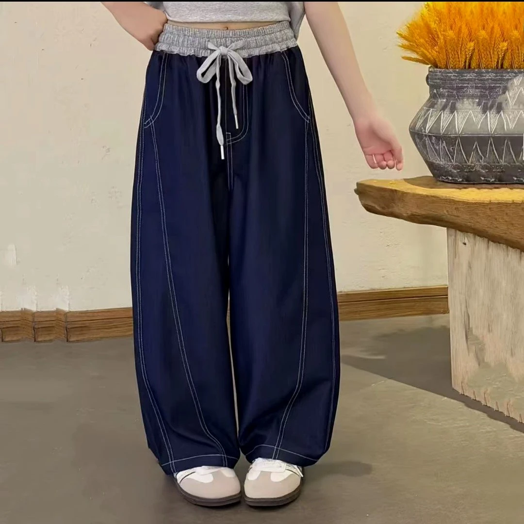 【莱赛尔】夏装薄款儿童牛仔软糯长裤女生学生中大童女童长裤直筒裤