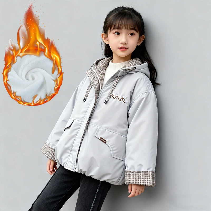 女童冬装加绒派克服2025儿童冬季棉服加厚小女孩夹棉外套保暖棉袄