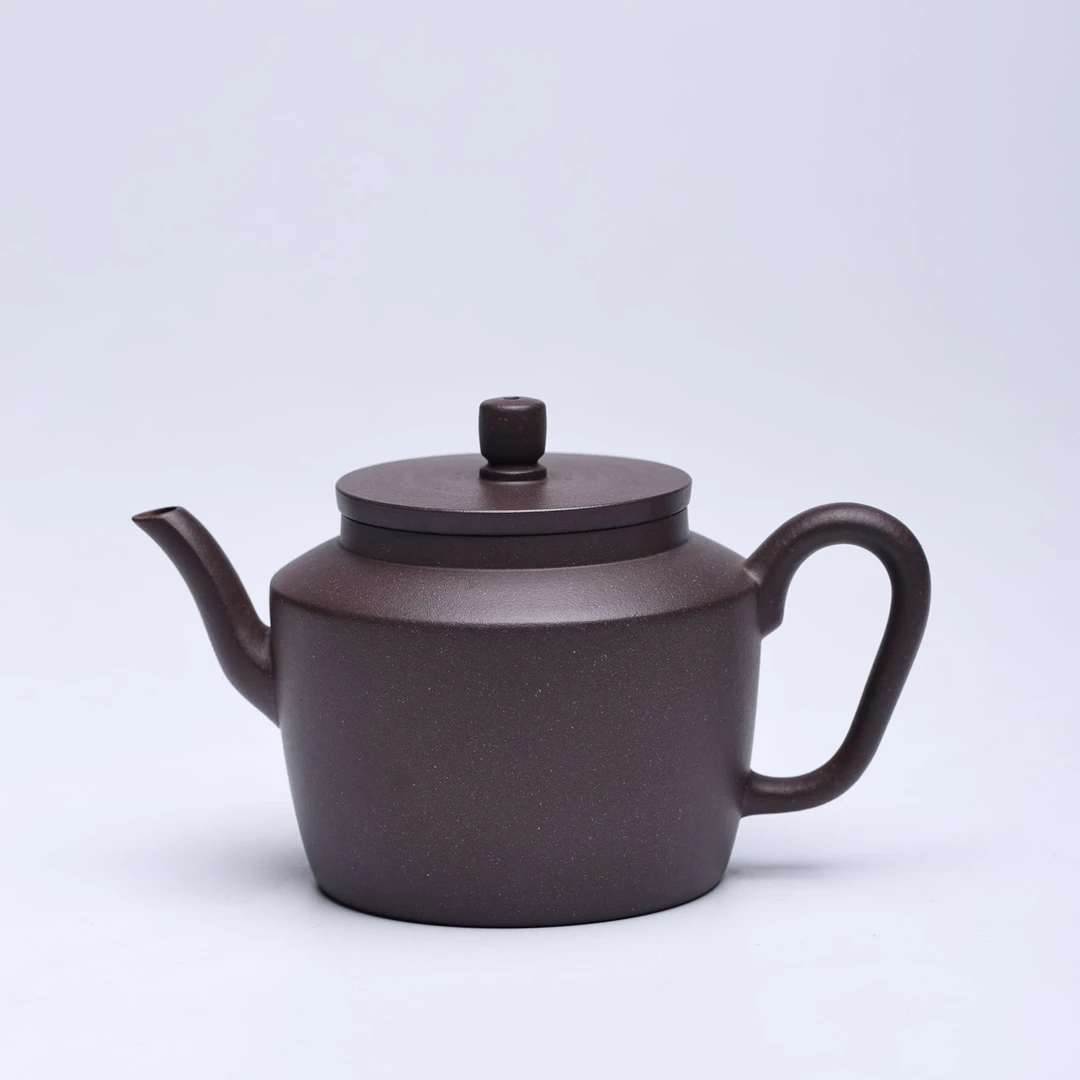 涤壶澄心[折肩宫灯]约170毫升宜兴黑墩头原矿紫砂茶壶手制