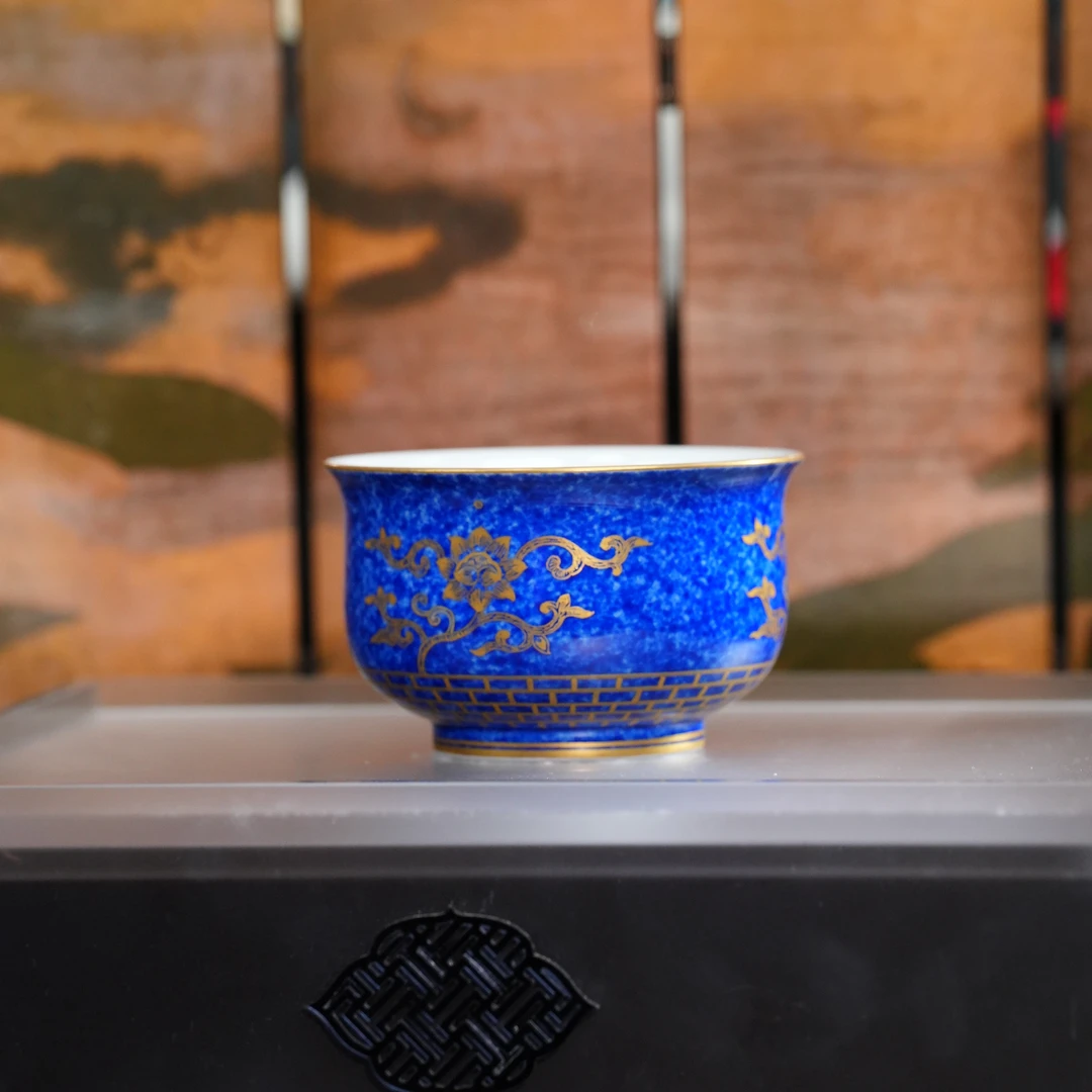繁色丨撒蓝描金过金过墙细花杯 容量80cc景德镇陶瓷