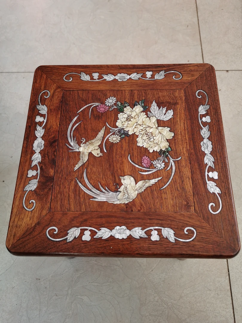 黄花梨镶嵌富贵凳27/27/30