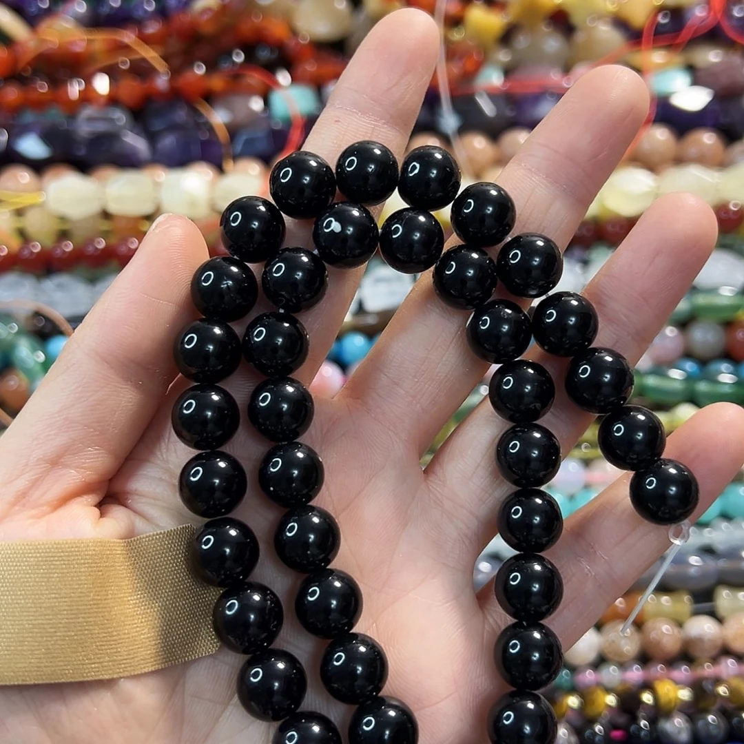 玛瑙/玉髓合金珠宝半成品 卡10黑玛瑙一条