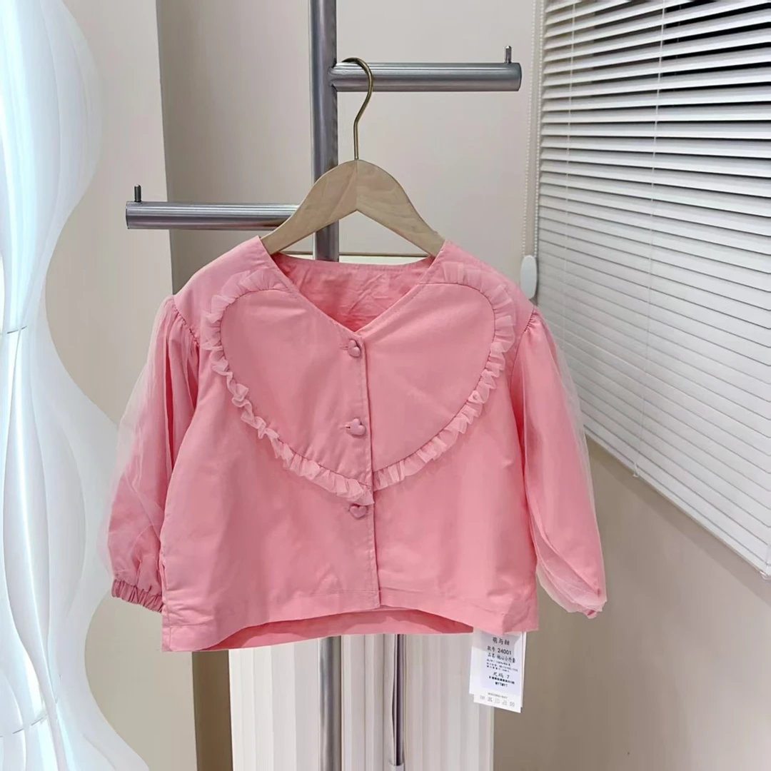 251025 女童春季韩版棉质休闲爱心长袖百搭洋气衬衫