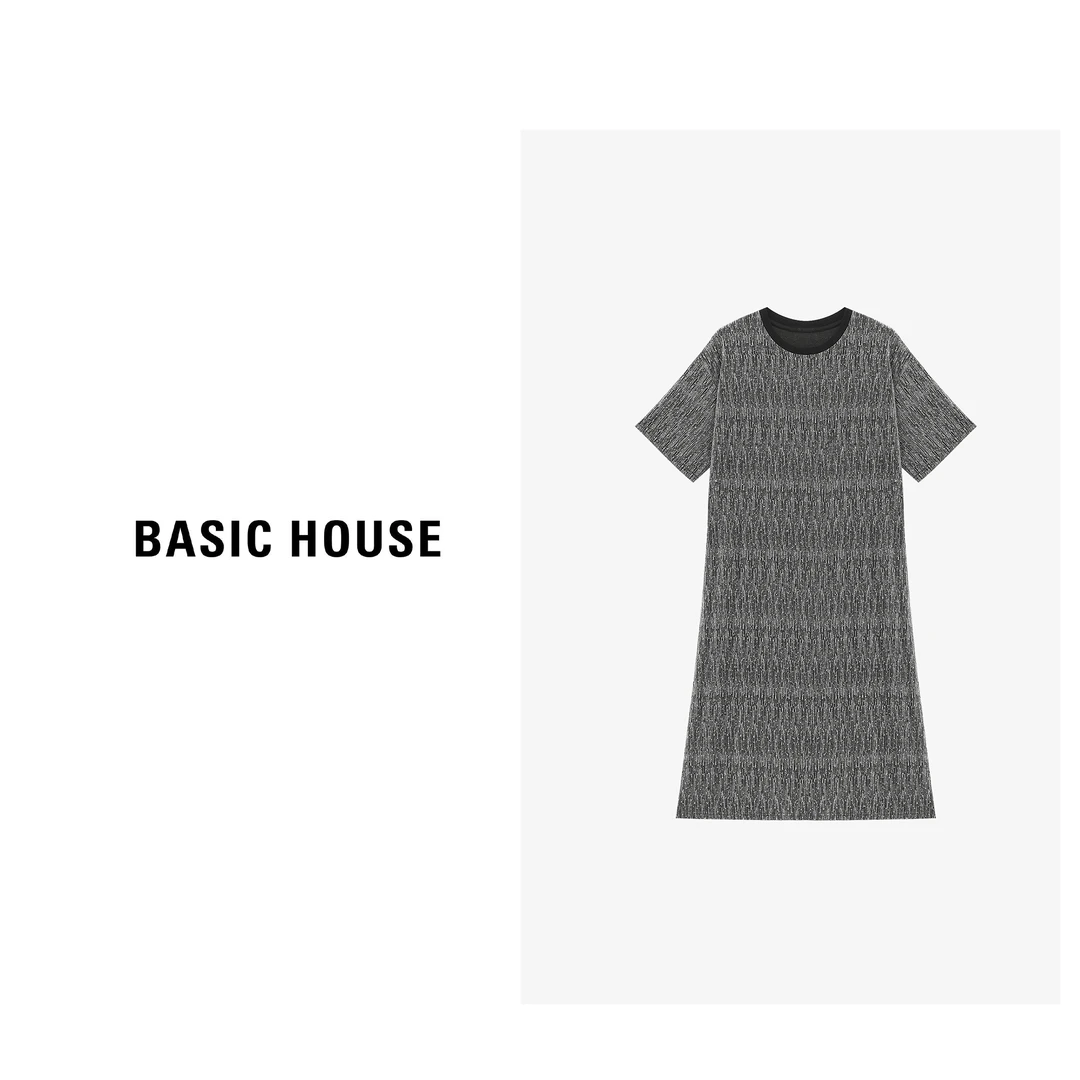 Basic House/百家好夏重工银丝亮片宽松显瘦长裙-B0625B56702