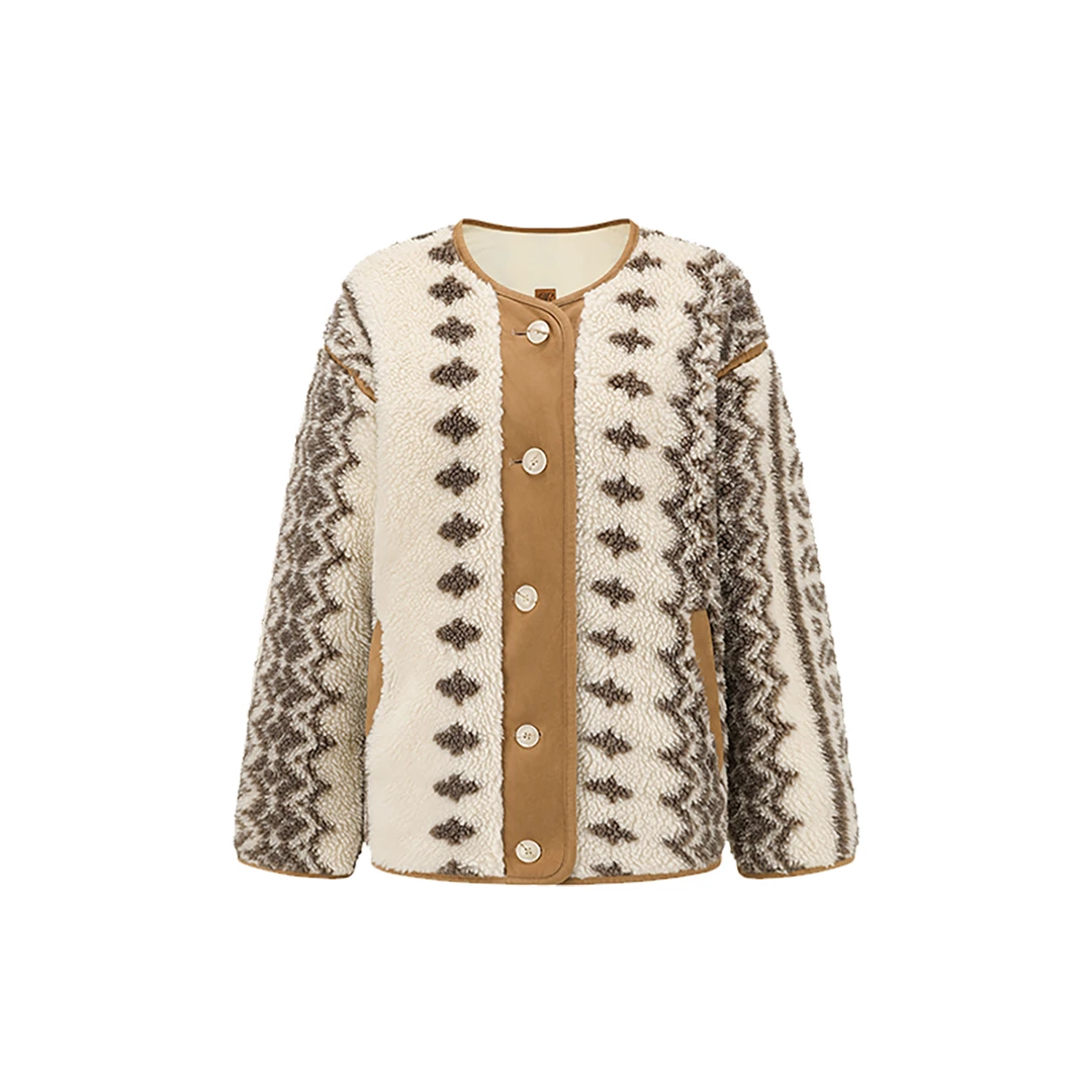 ODTD 设计师25秋冬民族图案撞色双面穿摇粒绒外套/马甲SOLSOL