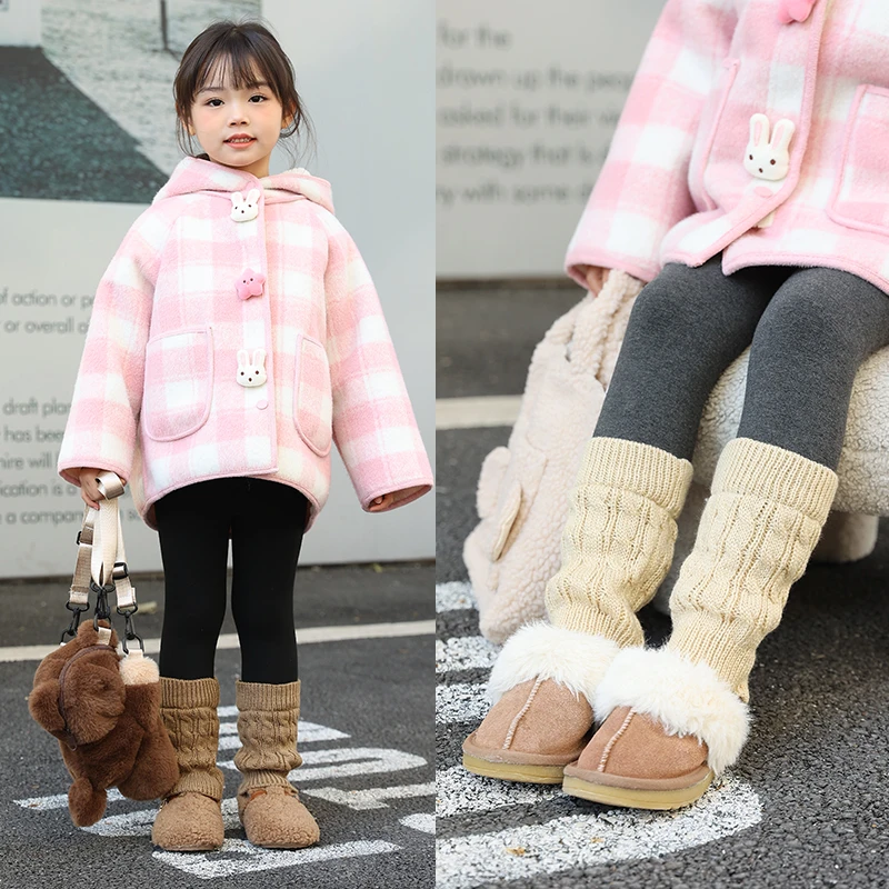 女童九分裤外穿儿童打底袜洋气秋冬季加绒加厚宝宝撞色袜套打底裤