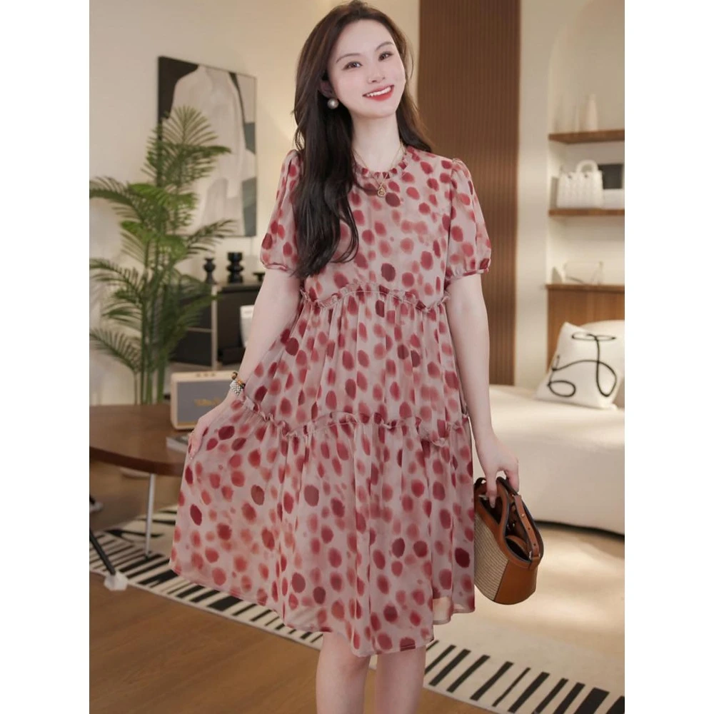 洋气衣服女全网最火裙子法式复古波点碎花连衣裙女生韩系ins衣服