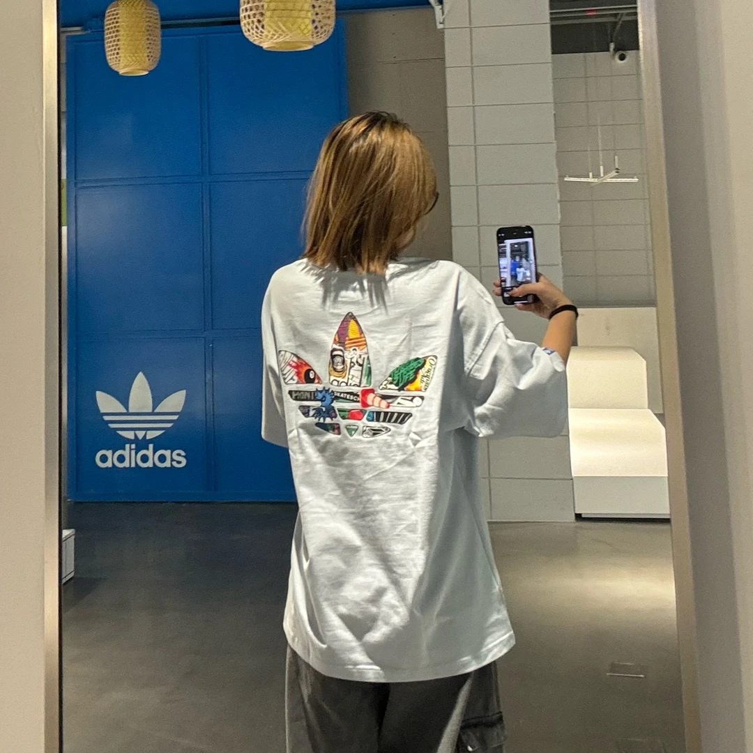 adidas/阿迪达斯 三叶草新款短袖大LOGO休闲运动圆领T恤JN1675