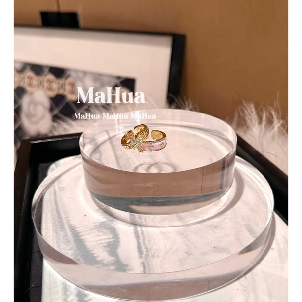 铜合金珐琅戒指 P1683 法式克克珐琅镶钻十字架戒指