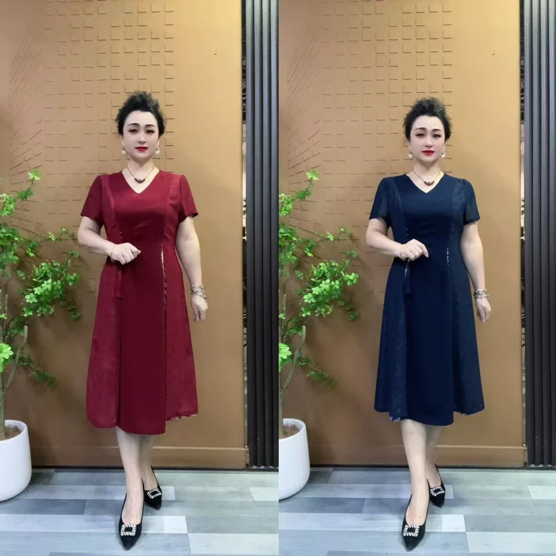 026妈妈装夏季洋气流苏连衣裙中长款中老年女装夏装宽松遮肚裙子