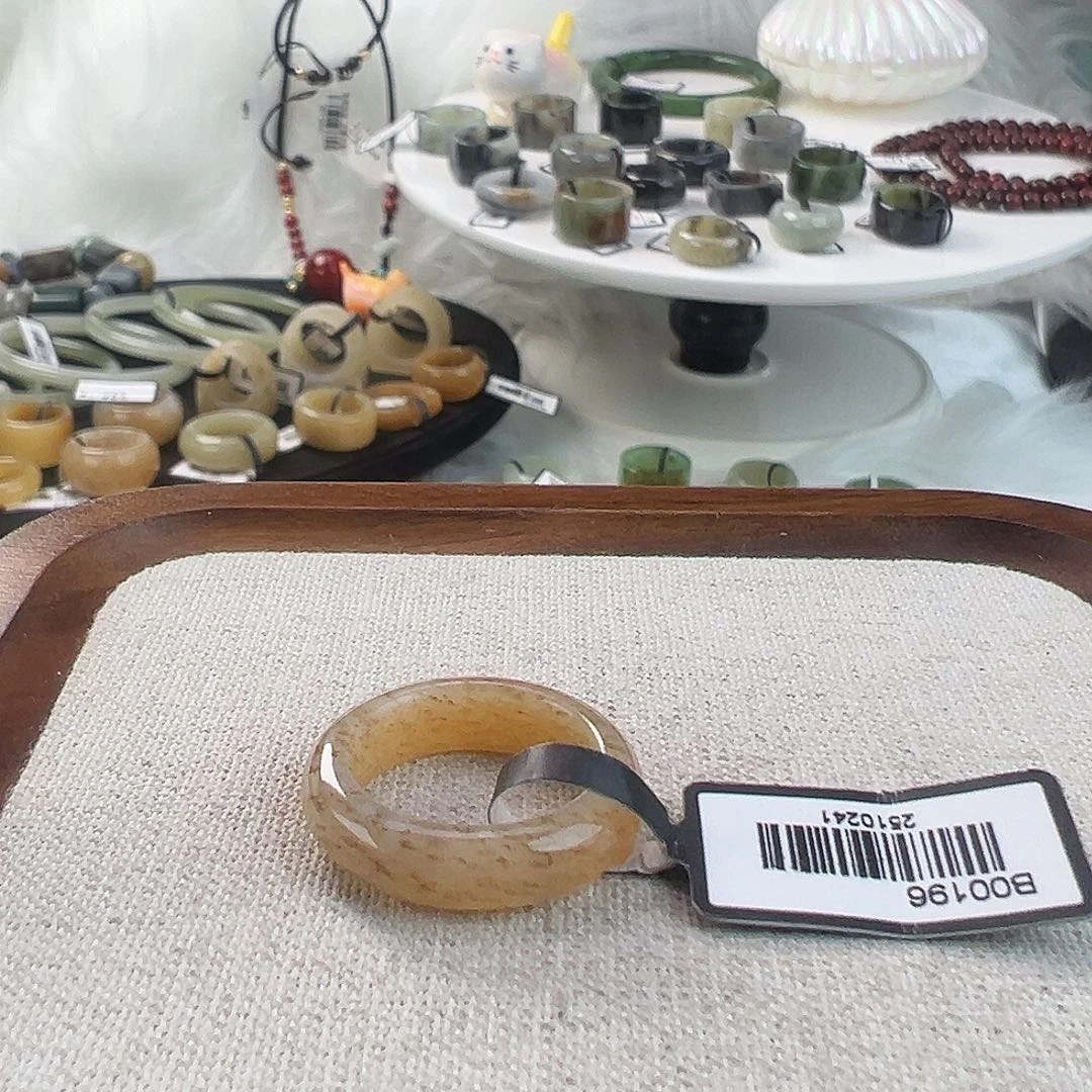 和田玉未镶嵌戒指w67糖草花圆条16.1不退换