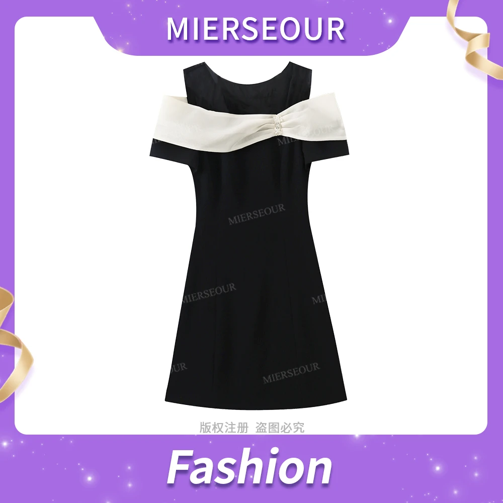 【灵感之语】御姐风露肩设计修身连衣裙3221