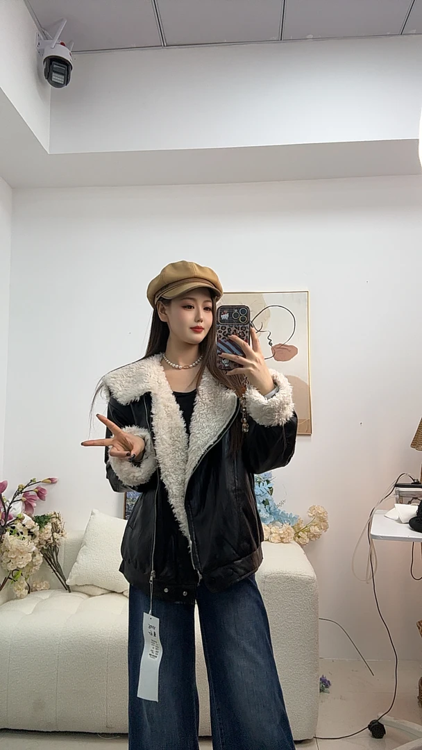 Y115区1913黑色皮衣加厚短外套短款韩版百搭棉服