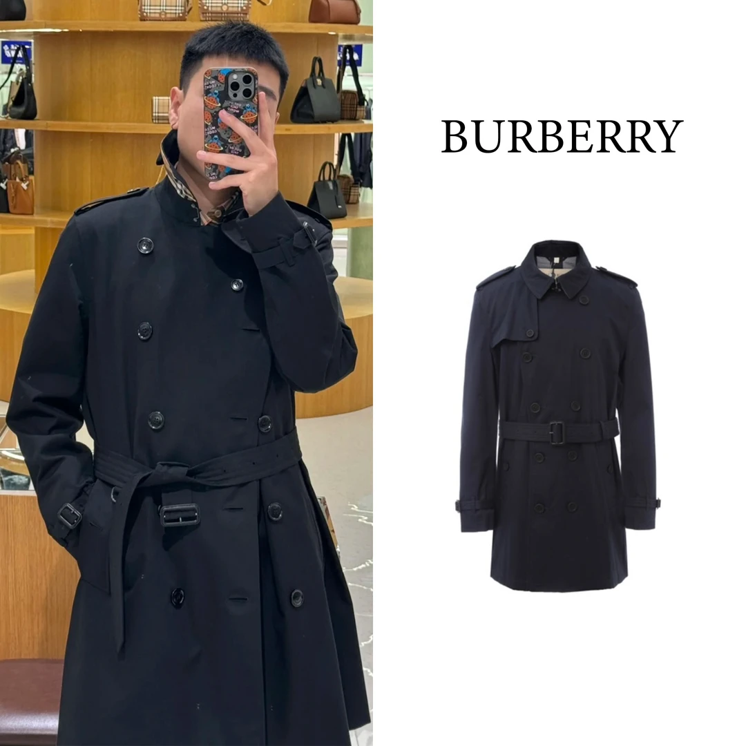未使用 BURBERRY/博柏利 男士双拼扣肯辛顿经典长款风衣