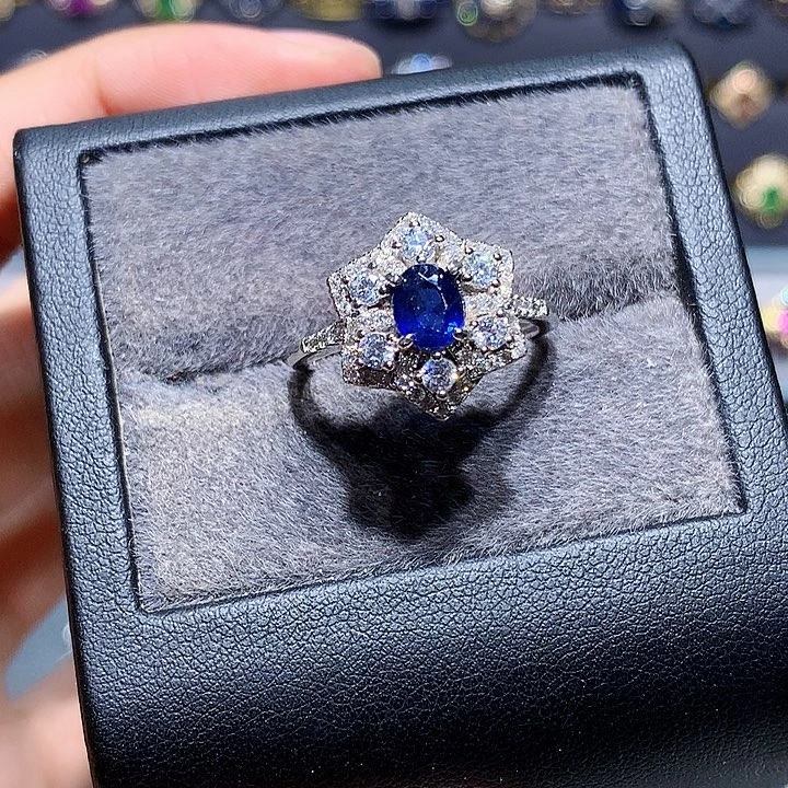 戒指银S925镶嵌蓝宝石