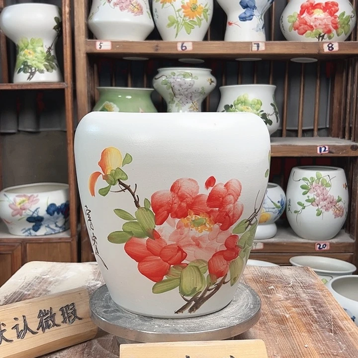 摆件苹果红牡丹新款陶瓷大
