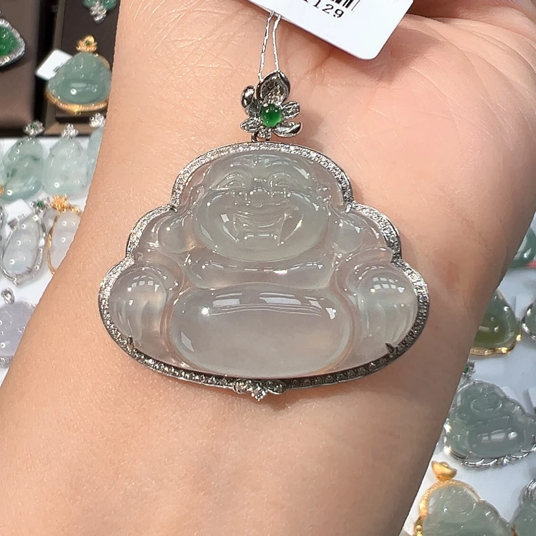 翡翠18K金镶嵌吊坠(不含链)佛公