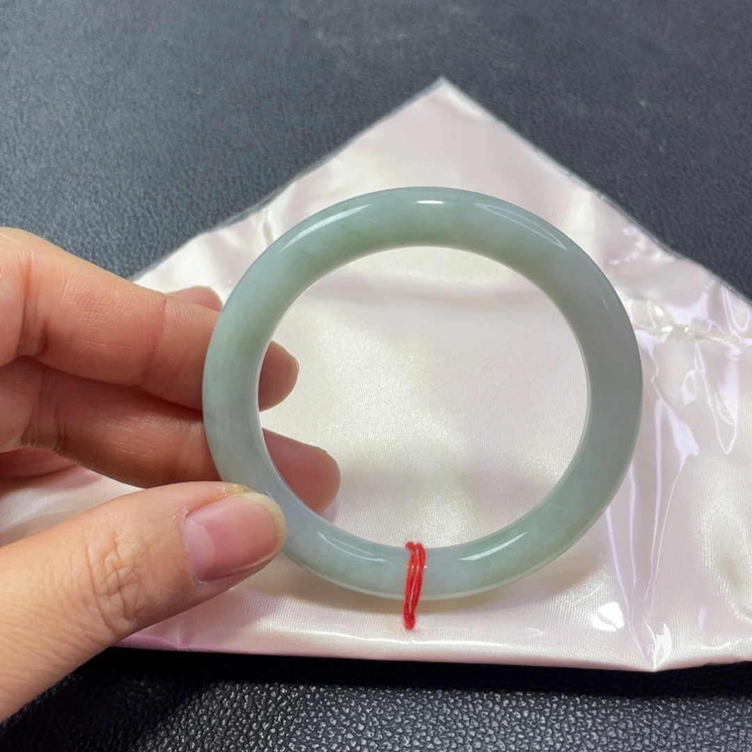 翡翠未镶嵌手镯圆条镯55宽厚款9:6