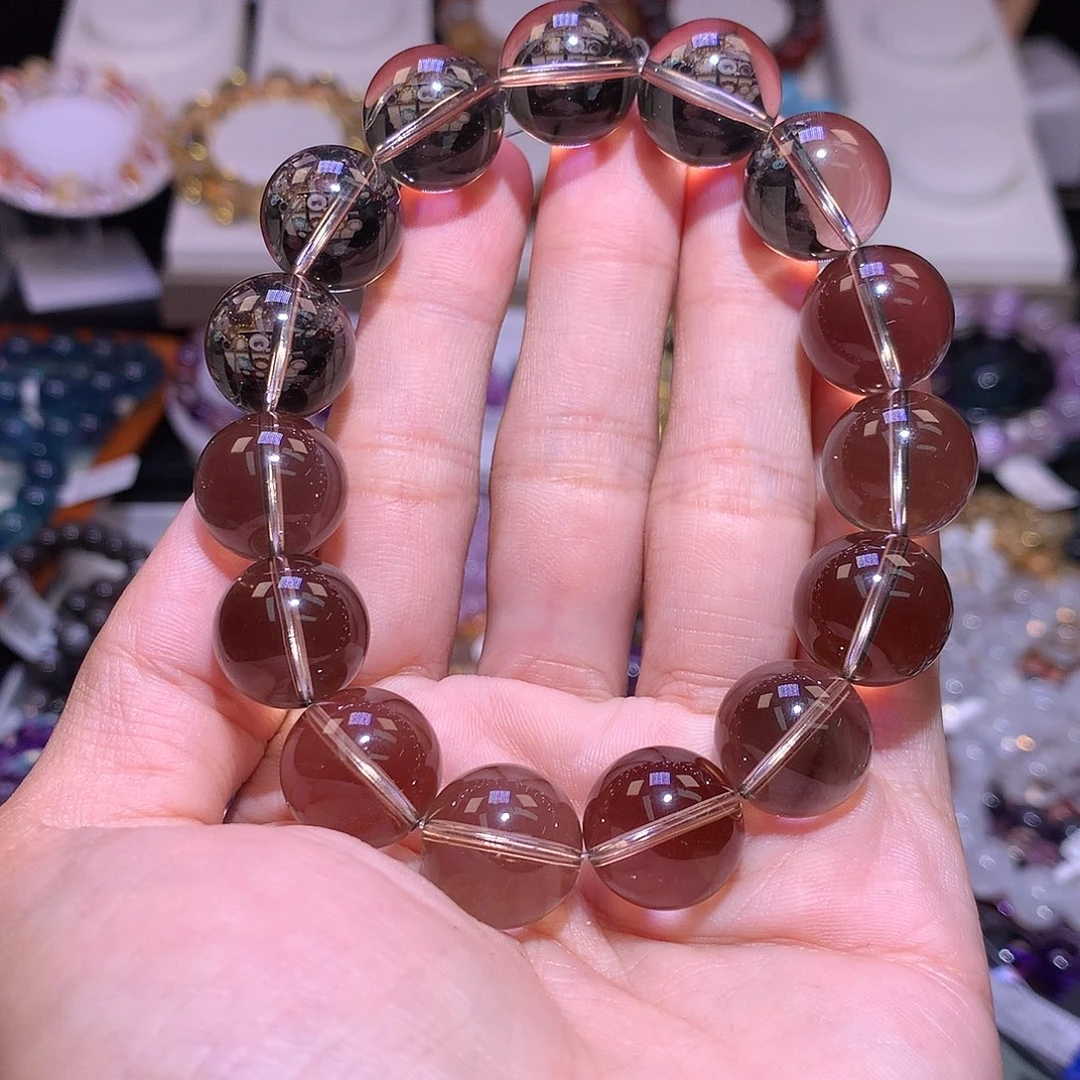 水晶未镶嵌手串茶晶