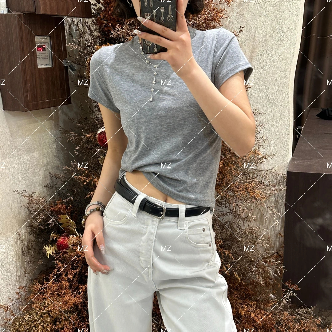 韩版修身简约圆领纯色体恤A730