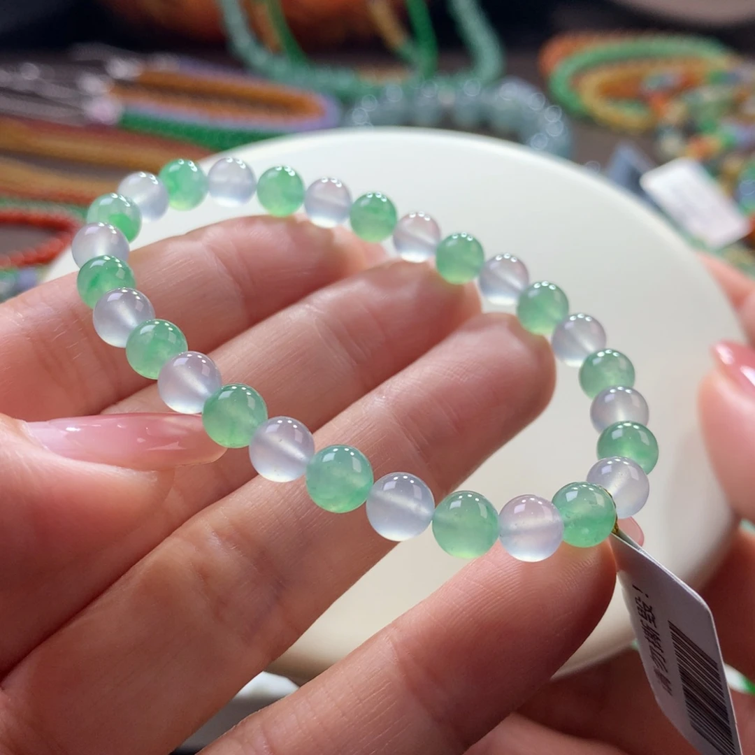 翡翠未镶嵌手链冰润葱花色卡6