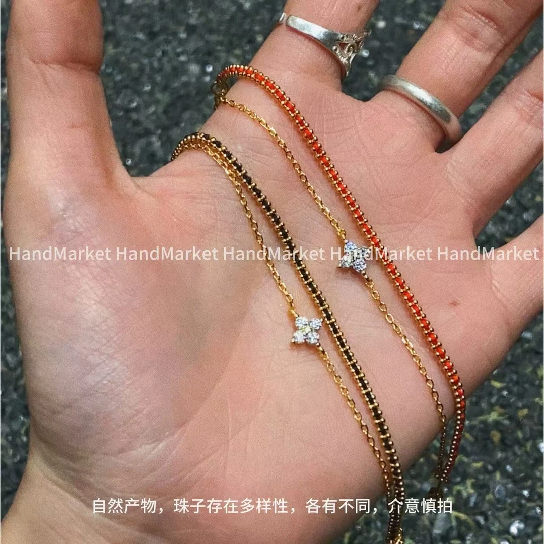 925银手链 JIUJIU【双色耀目双层手绳】气质时尚百搭复古1125