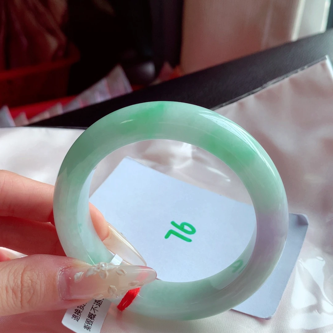 未镶嵌手镯翡翠天然缅甸翡翠A货手镯 宽版76号