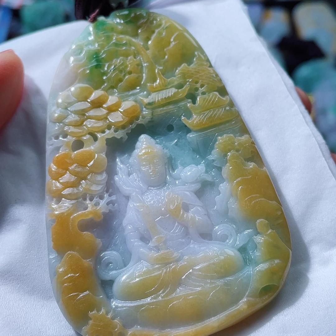 翡翠未镶嵌颈饰空***空一个