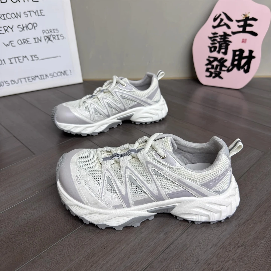 透气单网户外登山鞋女2025夏季新款厚底老爹鞋百搭慢跑运动休闲鞋