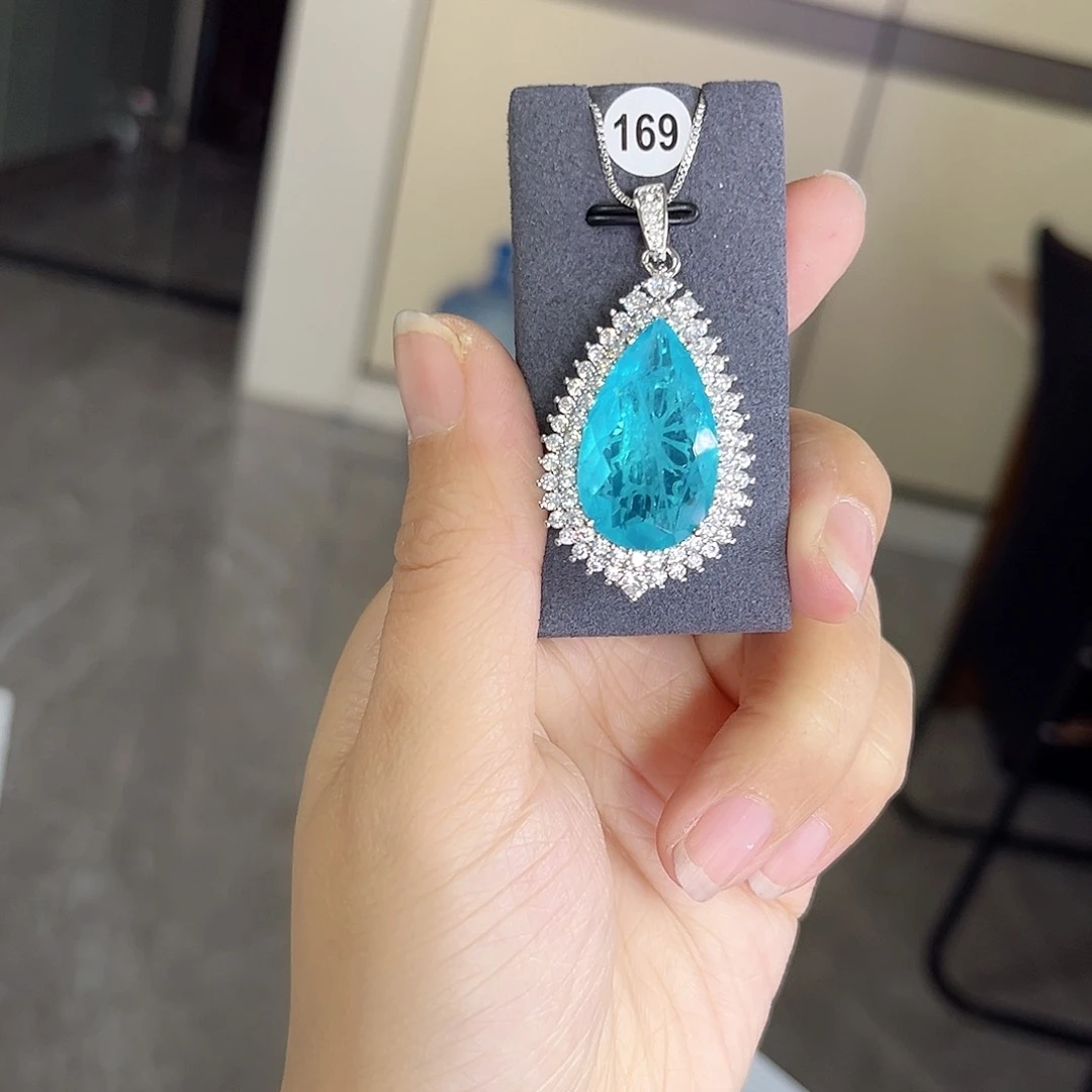 颈饰银S925镶嵌帕拉依巴碧玺