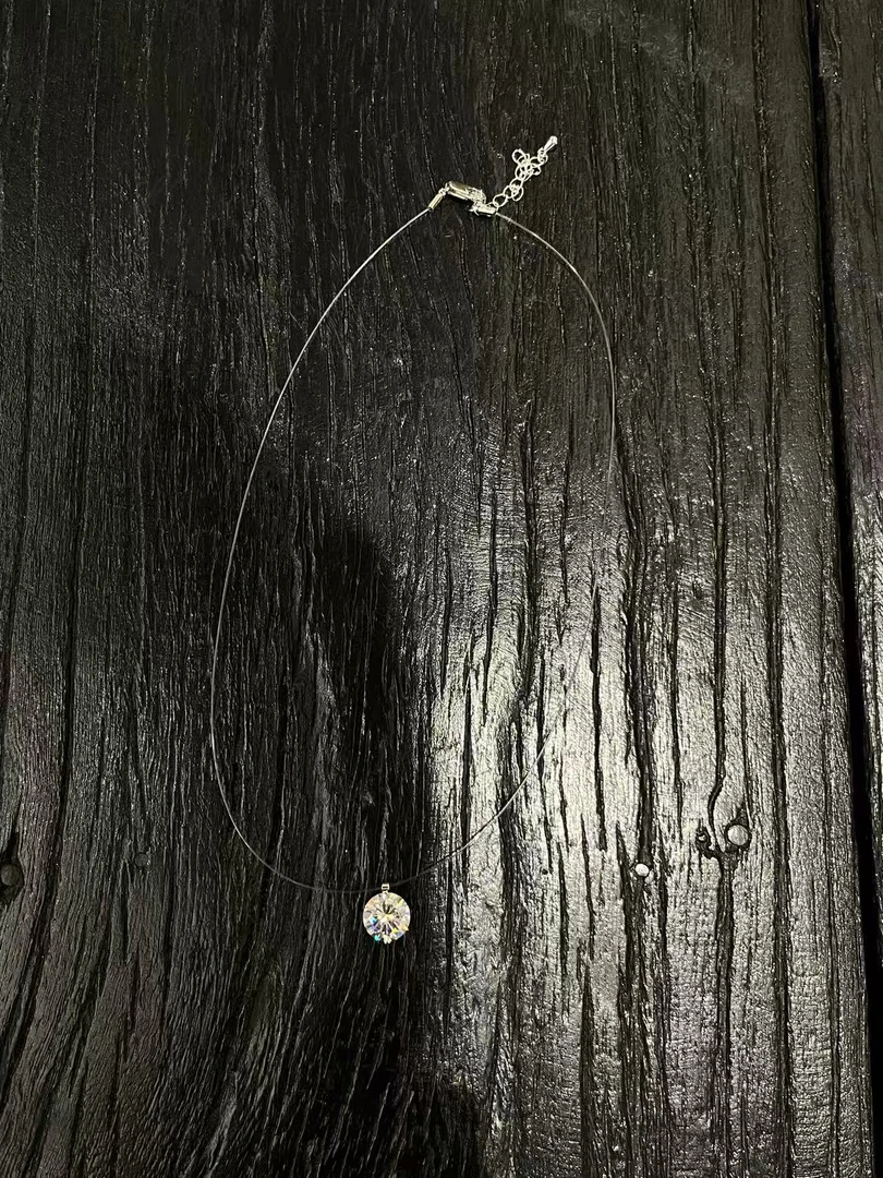 非金属莫桑石项链 SS4726经典韩时尚休闲百搭款鱼绳锆石项链