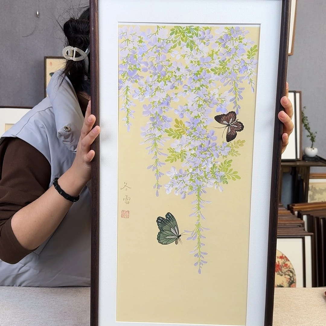 国画手绘带框尺寸： 36*69