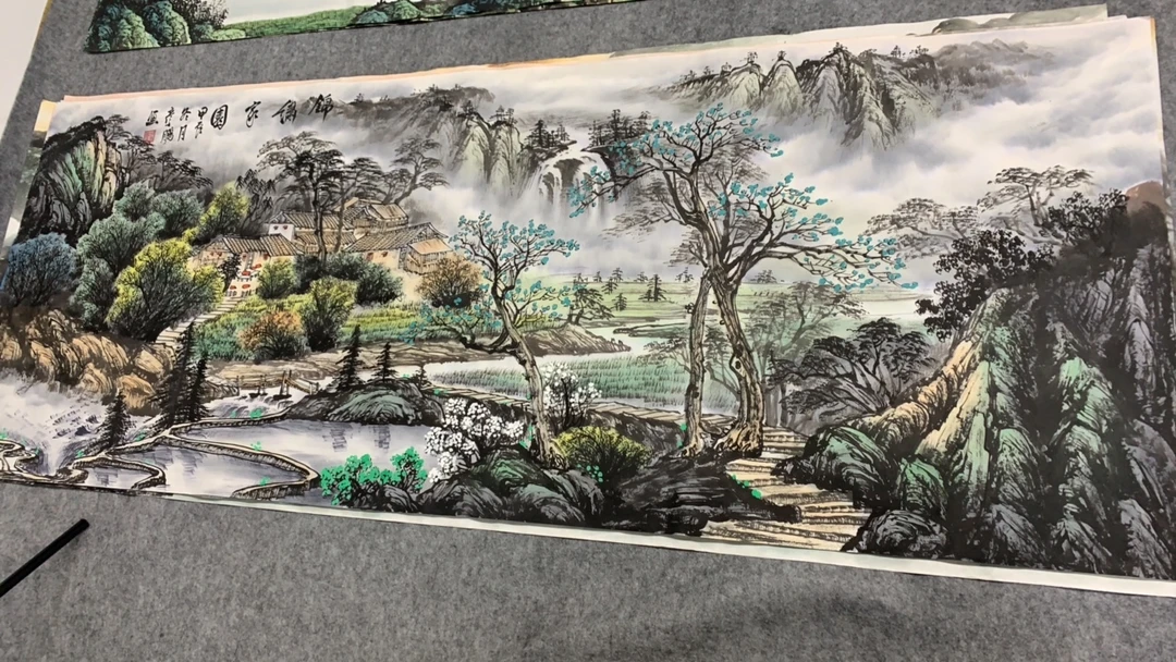 《锦绣家园》 画芯尺寸：180cm*70cm山水画客厅办公室挂